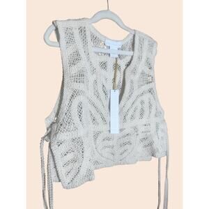 House of Harlow Cream Open Side Crochet Vest One Size Cotton NWT